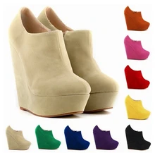 Pumps Shoes Woman Singles High-heeled Simple Flannel Waterproof Slope With Shallow Mouth Singles Side Zipper Boots Rome sapatos