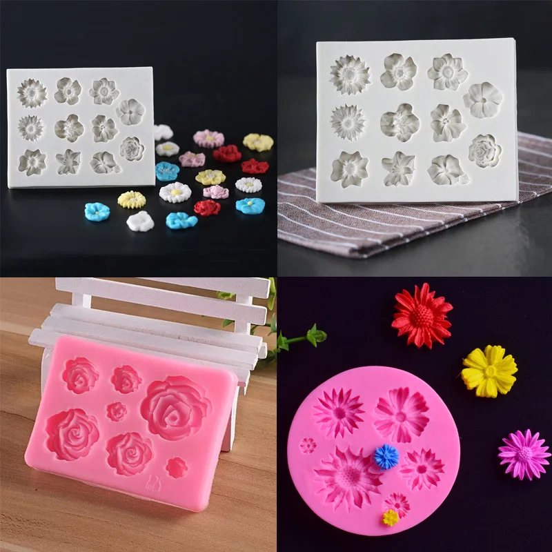 

Cake Decorating Tools 3D Fondant Craft Rose Shape Chocolate Gumpaste Soap Baking Tool Mould Candy Pastry Flower Silicone Molds