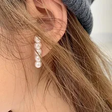 Bovvvsky пять имитация жемчуга баланс одна линия бусины шар золотой металл серьги гвоздики для женщин Девушка