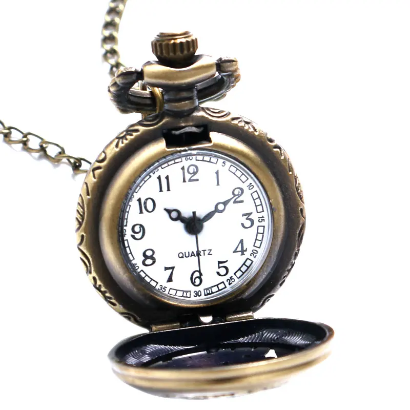 Bronze New Cute Necklace Antique Style Alice In Wonderland Drink Me Tag Pocket Watch Rabbit Flower Women Pendant Gifts 