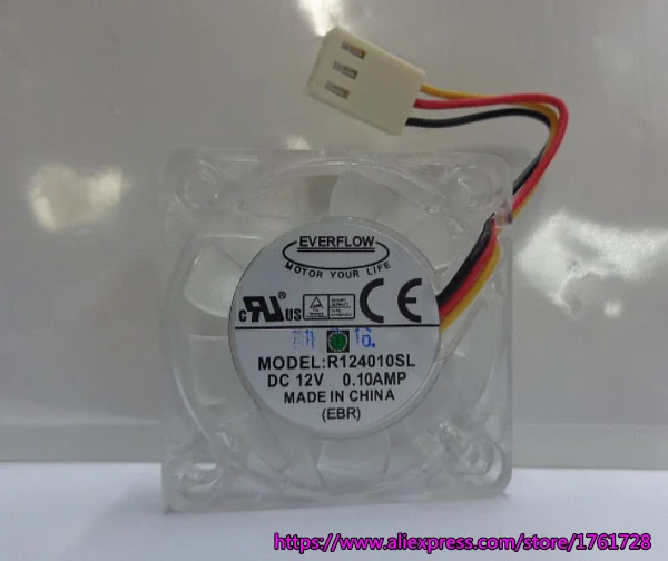 

Brand new and original EVERFLOW R124010SL 40*40*10mm 4cm cooling fan 12V 0.10A 3wires ~