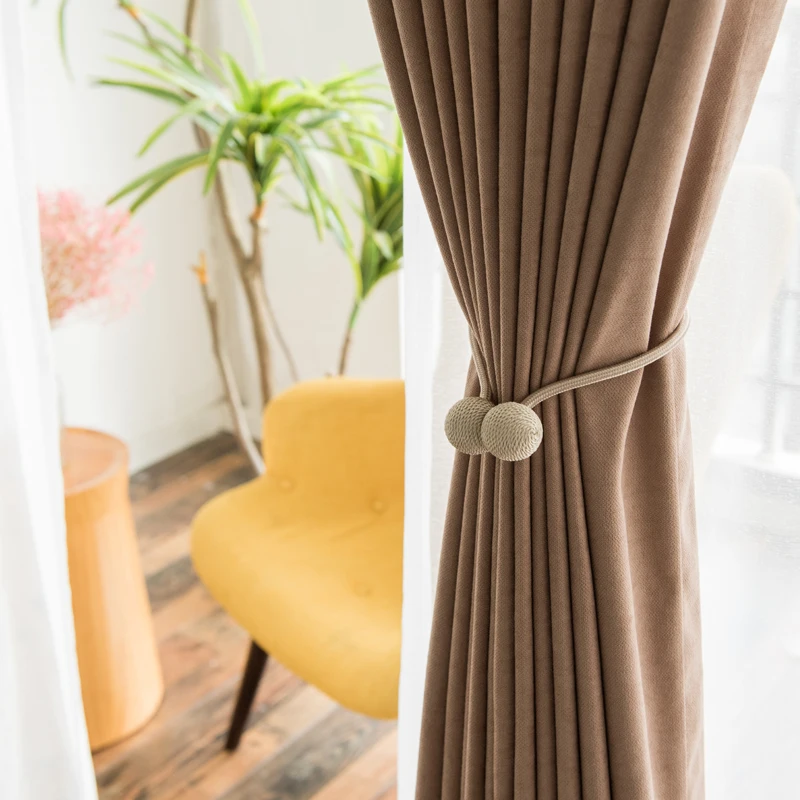 European Style Magnetic Woven Texture Curtain Tieback Convenient Drape Tie Backs Decorative Blackout Holdback for Window Decor