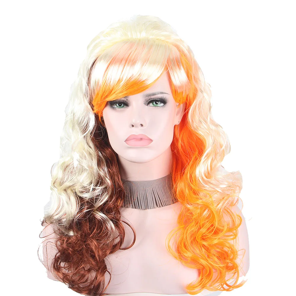 

Gold Brown Orange ANXIN Synthetic Wavy Hair Costume Cosplay Carnival Halloween Party Women Hairpiece
