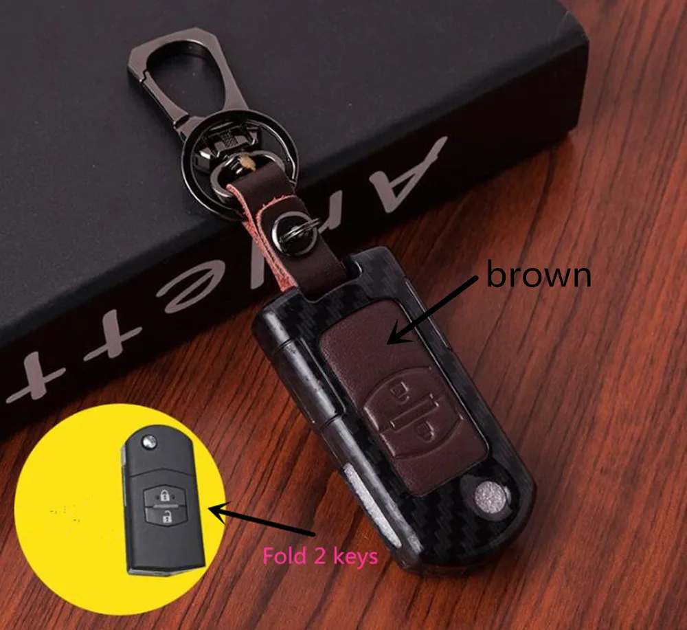 Авто key holder случае ключ автомобиля дистанционного чехол складной 2 Ключи для Mazda 8 M2 MAZDA 3 M5 MX-5 Mazda 6 CX-7 - Название цвета: brown