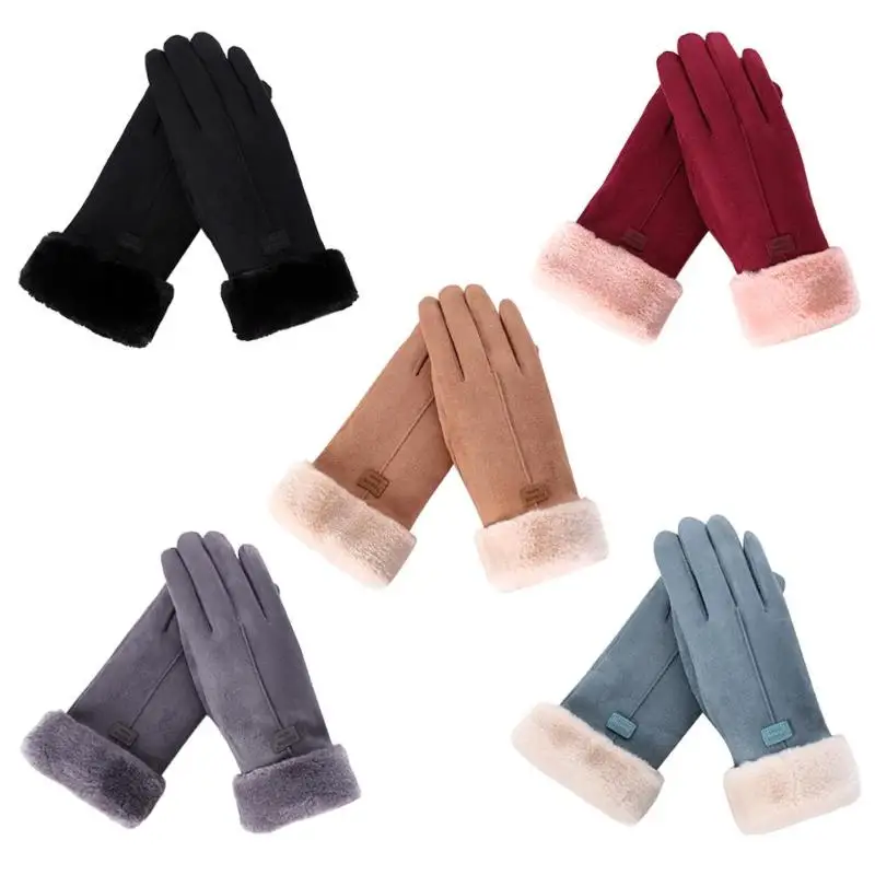 Зимние теплые для женщин Сенсорный экран перчатки Спорт на открытом воздухе утолщаются перчатки для верховой езды