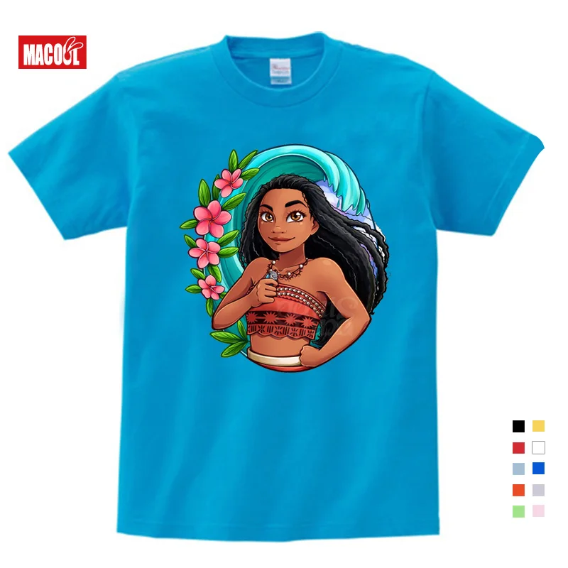 New Boys Girls T-shirt 3T-9T Baby Girl Cartoon Moana Ocean Romance Cotton Short Pink Shirt Shirts Girls Baby Clothes for Summer