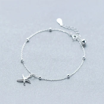 

925 Sterling Silver Starfish Charm Bracelet For Women Fashion Jewelry Star Silver Chain Link Bracelet