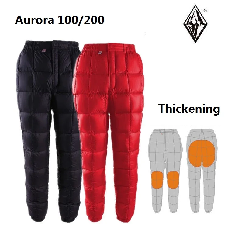 Ganso à Prova Água para Baixo Calças de Fitness ao ar Preto Gelo Homem Mulher Upgrade17 Aurora 100g 200g Dwaterproof Wadded Calças Livre Roupas Esportivas –