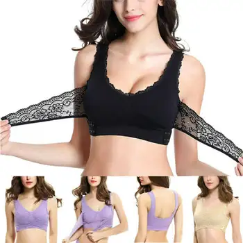 

Front Cross Side Buckle Wireless Lace Bra Breathable Sport for Wome DROP SHIPPING