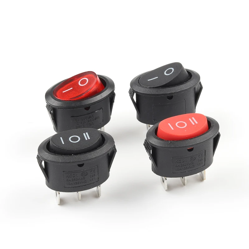 

5PCS KCD1 2/3Pin DIY YOU Rocker Switch ON-ON/ON-OFF/ON-OFF-ON Position 6A 250VAC 25x16.5mm Mini Power Switch with Light