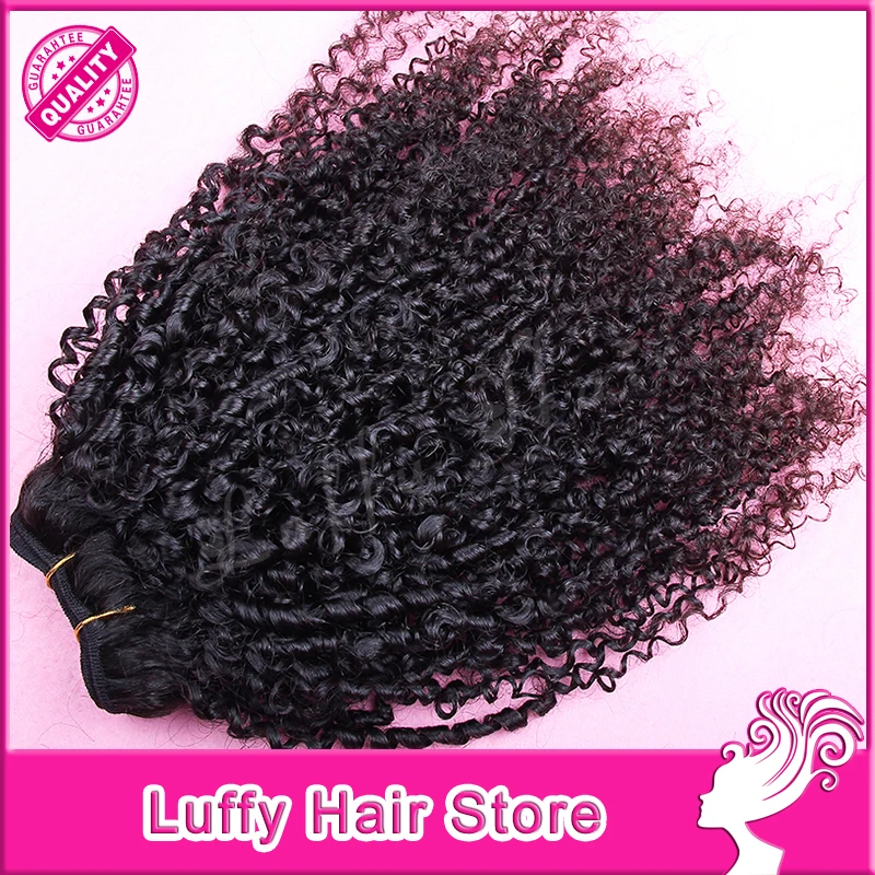 

Luffy Natural Color Mongolian Curly Virgin Hair Weft 8A Grade Unprocessed Human Virgin Tight Curly Hair Bundles Extensions