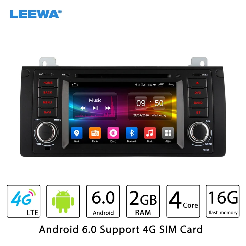 

LEEWA 7"Android 6.0 (64bit) DDR3 2G/16G/4G LTE Quad Core Car DVD GPS Radio Head Unit For BMW 3 Series E39/X5 E53/M5/Range Rover