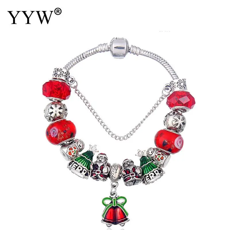 YYW Christmas European Bracelet For Women With Lampwork Plated 4 Size