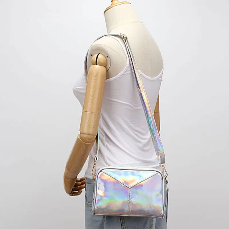 Женские сумки через плечо кожаные голографические вечерние сумки Хобо сумка-мессенджер через плечо