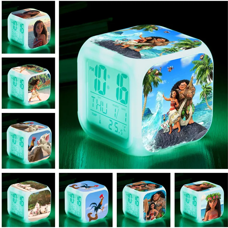 

New Cartoon Movie TV Vaiana Moana Toys & Action Figures Princess Moana Maui Waialik Heihei Toys 7 Colors LED Night