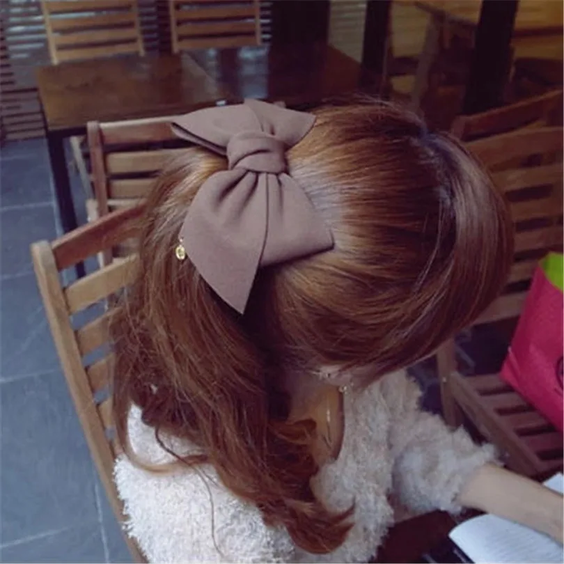 HaimeikangFashion большие тканевые заколки-бантики для волос для девочек, милая заколка с бантом, однотонные шпильки, головные уборы, женские бархатные аксессуары для волос
