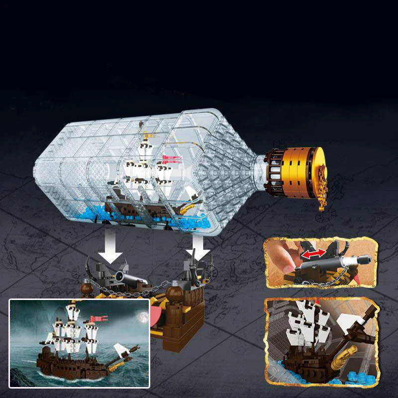 

775Pcs Legoing 16045 Genuine Creative Series The Ship In the Bottle Set Building Blocks Bricks Toy Model Christmas Boy Gift