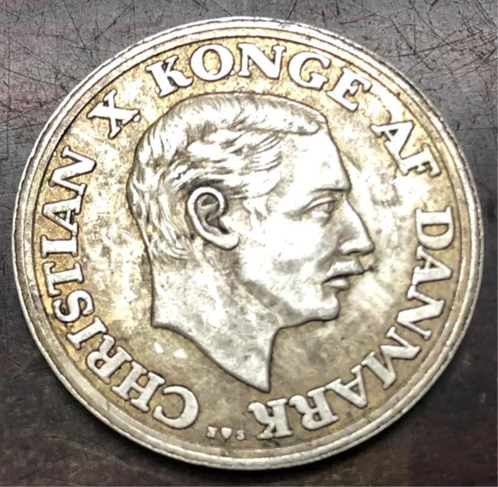 1945 Дания 2 Kroner-Christian X(день рождения короля) монета с серебряным покрытием копия