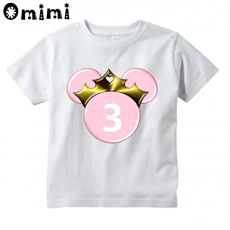 Милая детская футболка для дня рождения с изображением королевы, с бантом, на возраст от 1 до 9 лет детская одежда с цифрами Забавный летний топ с героями мультфильмов, футболка ooo3092 - Цвет: whiteL