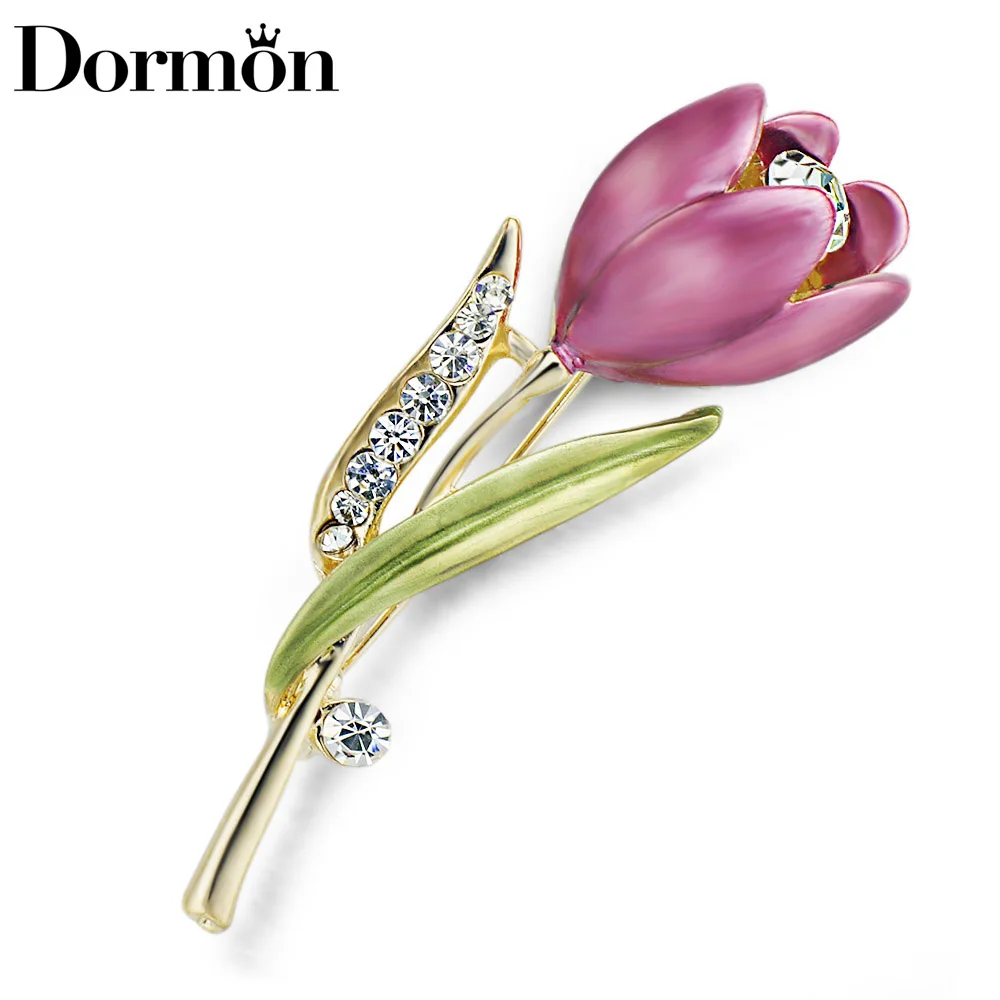 DORMON Ozdobný křišťálový Tulipánový květ Brož špendlík Jednoduchý design Vysoce kvalitní brož pro ženy DZ014