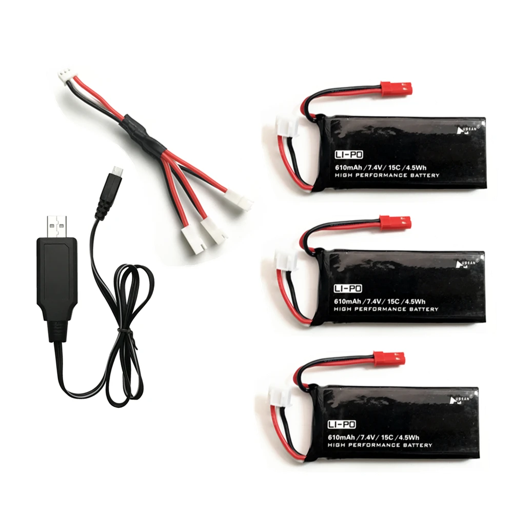 

Original Hubsan X4 H502S H502E 7.4V 610mAh lipo battery 15C 4.5WH battery With usb Charger Set For RC Quadcopter Drone Parts