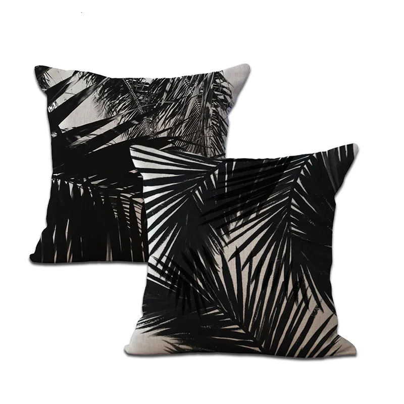 Square 18" Decorative Black Beige Printed Sofa Throw Cushion Cover Home