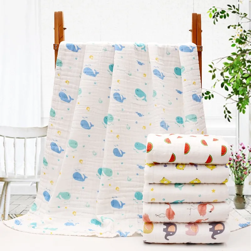 

110x115cm Summer Cool Baby 6 Layer Bath Towel Soft Swaddling Blanket Newborn Infant Gauze Swaddle Towel Breathable Baby Stuff