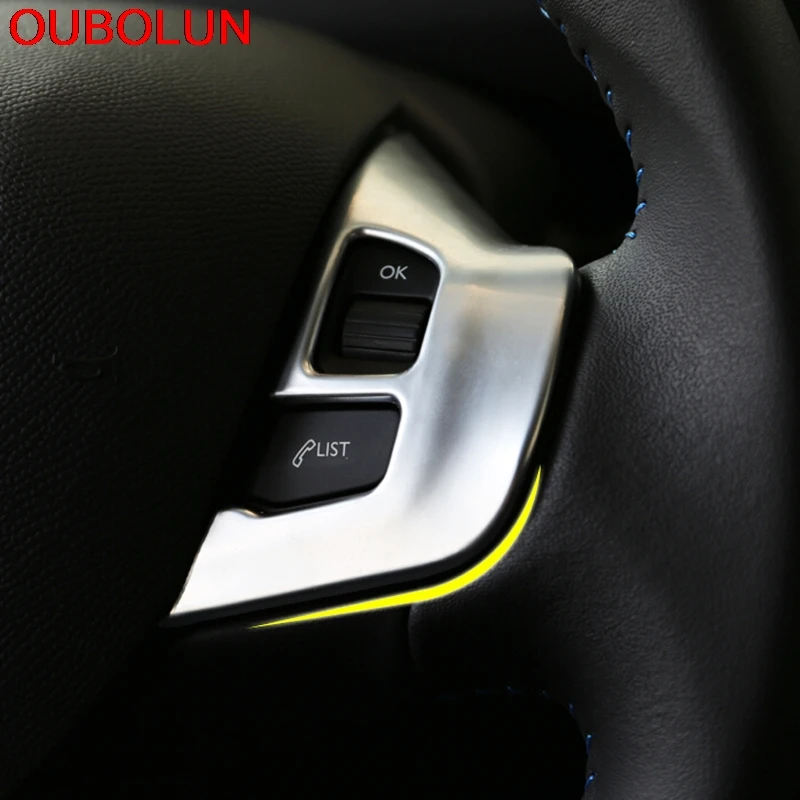 OUBOLUN ABS хром для PEUGEOT 208 2015 2016 2017 2018 рулевое колесо декоративная крышка наклейка