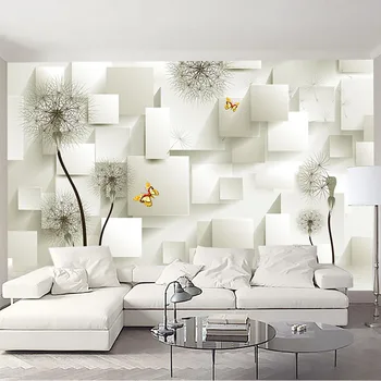

Modern Simple Mural Wallpaper 3D Stereo White Dandelion Diamond Photo Wall Paper Living Room TV Sofa Study Backdrop Wall Decor