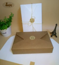 20pcs/lot 19.5cmx12.5cmx4cm kraft paper gift box envelope type kraft cardboard boxes package for wedding party invitation cards