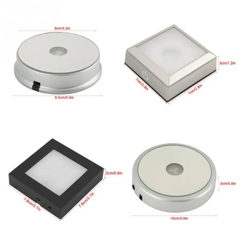 

360 Degrees High Quality Colorful Four Types LED Light Crystal Display Laser Stand Base