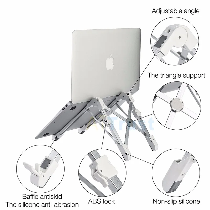 Vmonv Laptop Stand Portable Folding Angle Adjustable Notebook Aluminum Support Cooling Holder for 11-15.6 inch MacBook PC iPad