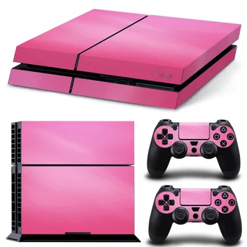 

Free drop shipping pink simple design front and back for PS4 console and 2 controllers skin sticker decals covers #TN-P4-1090