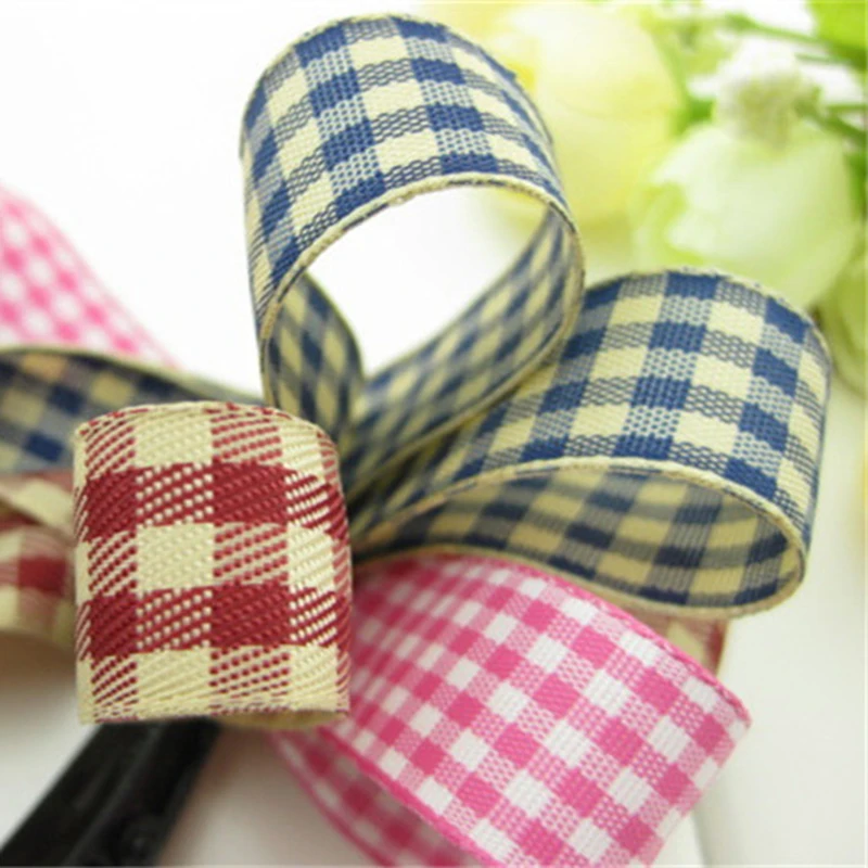 3 colours 5 meter/lot 5/8"(16 mm) Simple Plaid ribbon the fabric for sewing Computer embroidery ribbon printed ribbon T-023