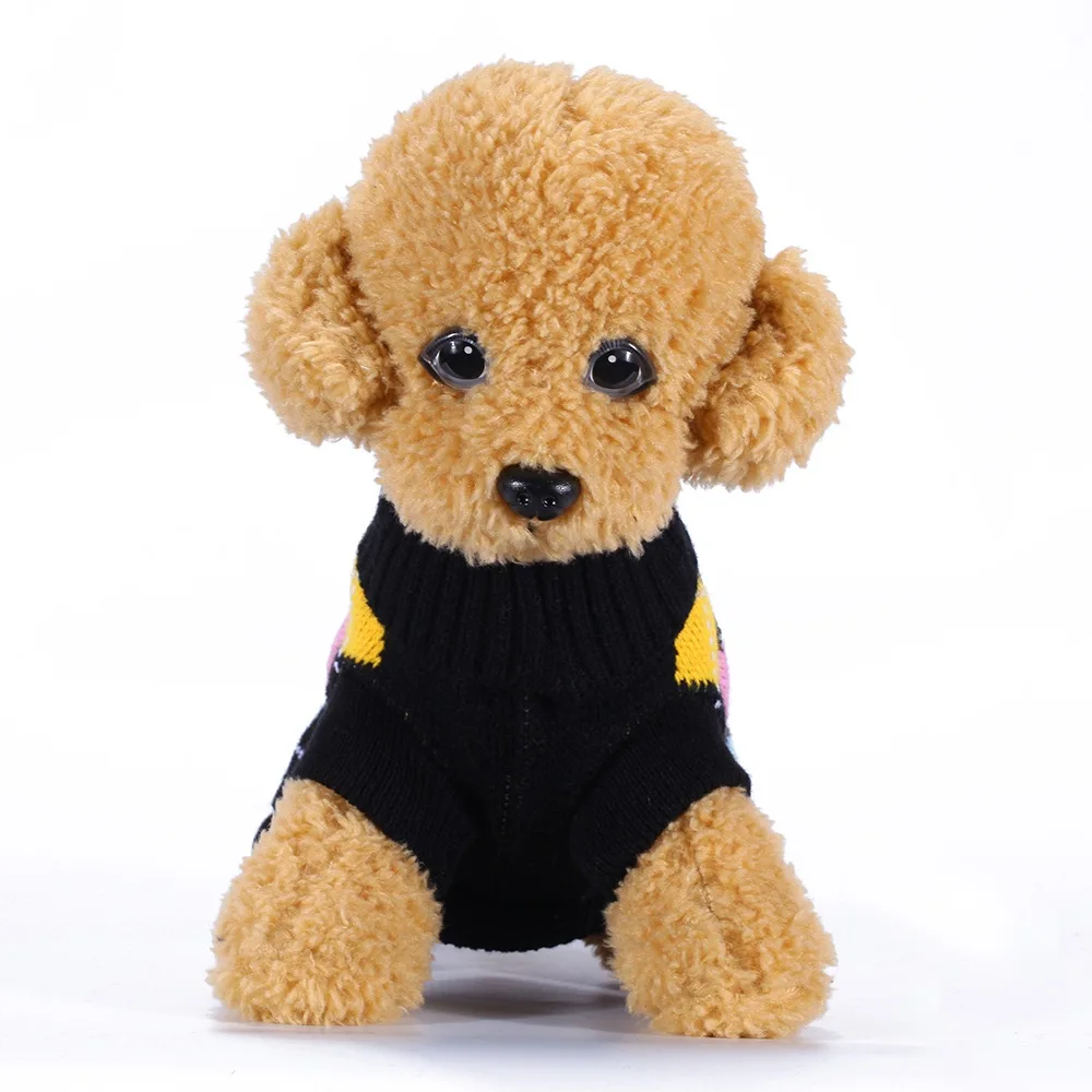 KL009 dog sweater pet solid clothing for small medium dogs cats puppy kittens chihuahua sweetheart black (3)