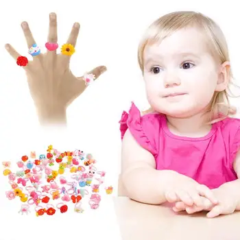 

50pcs Plastic Kids Cartoon Colorful Children Ring Fashion Jewelry Accessories Girl Child Gifts Finger Ring Birthday Party Gift