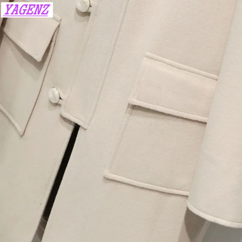 New Autumn Winter Warm Woolen Jacket Women Korean Long Wool coat Young Women High quality Lmitation fox fur collar Overcoat B313