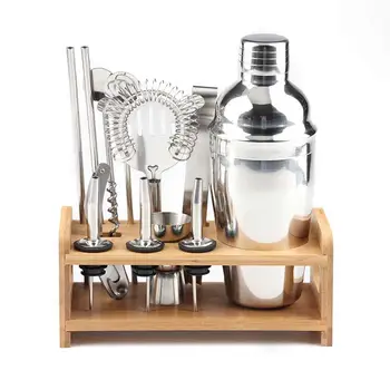 

13 Pcs Cocktail Shaker Set - Professional Mixology Bartender Kit Stainless Steel Home Bar Tool Set Shake Cup Mixing Tool