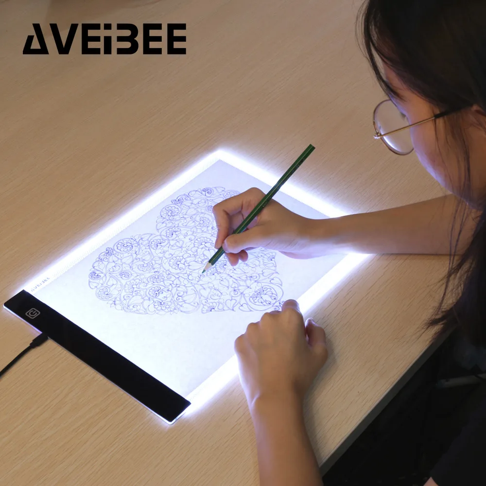 Billige Ursprüngliche Digitale Tabletten A4 LED Graphic Künstler Dünne Art Schablone Zeichnung Bord Licht Box Tracing Tabelle Pad Drei ebene für Kopie