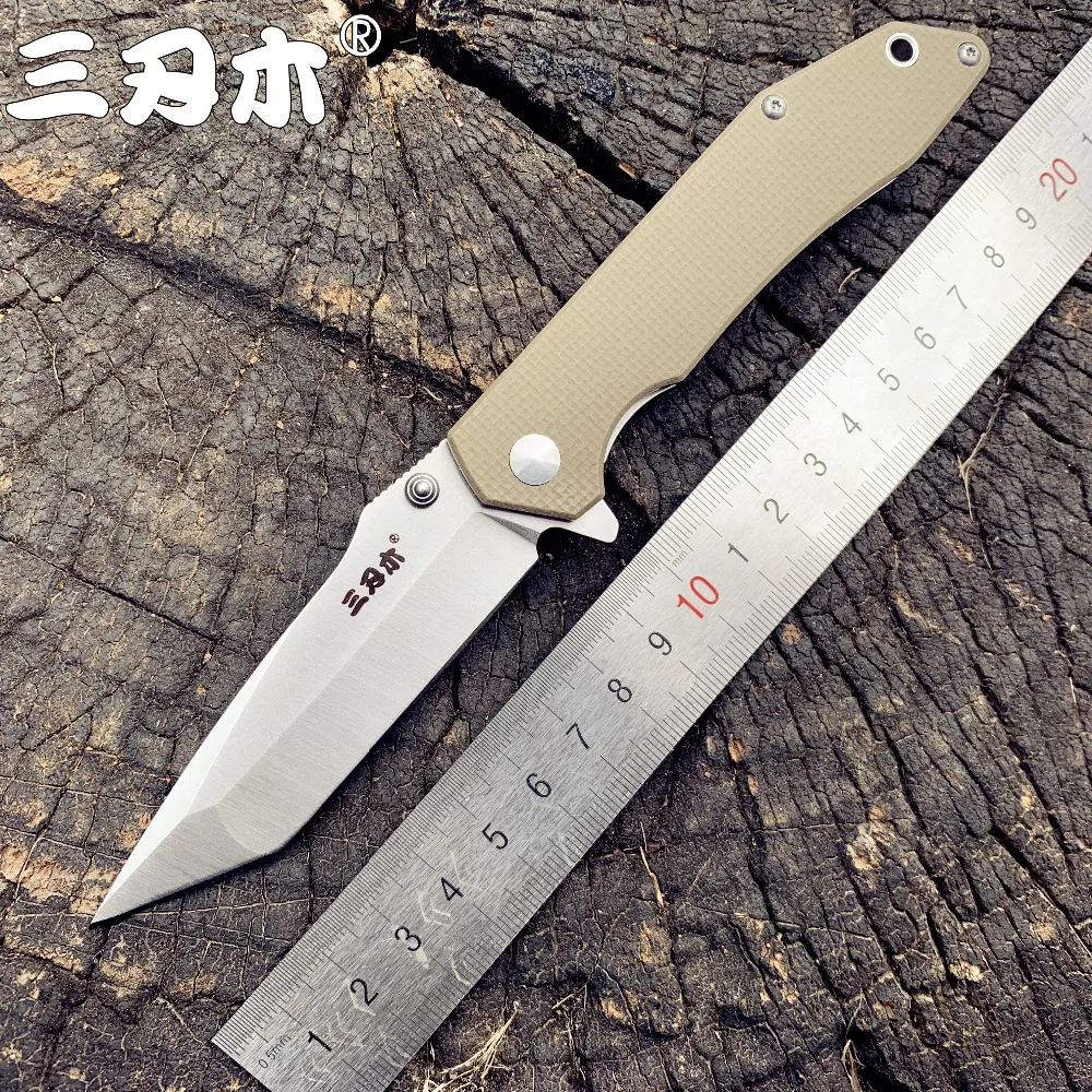 

Sanrenmu 9002 pocket folding knife 12C27 stainless steel blade flipper ball bearing EDC knife camping outdoor survival tool edc