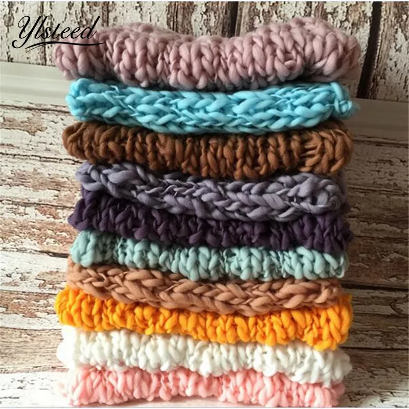 

Wool Crochet Newborn Photography Props Baby Chunky Knit Blankets Basket Filler Soft Infant Photo Backdrop Rug Baby Picture Props