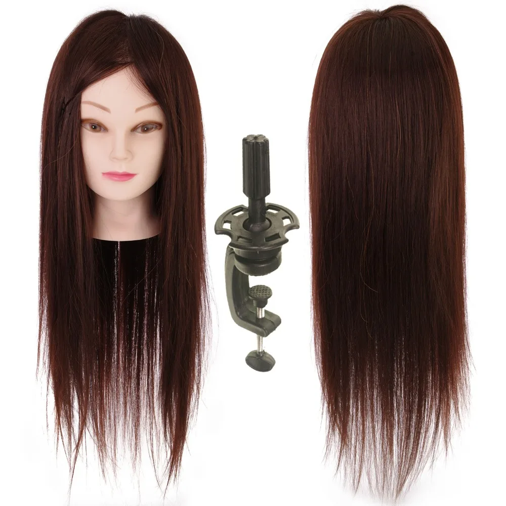 24" 50 Real Human Hair Training Salon Mannequin Doll Head Hairdressing