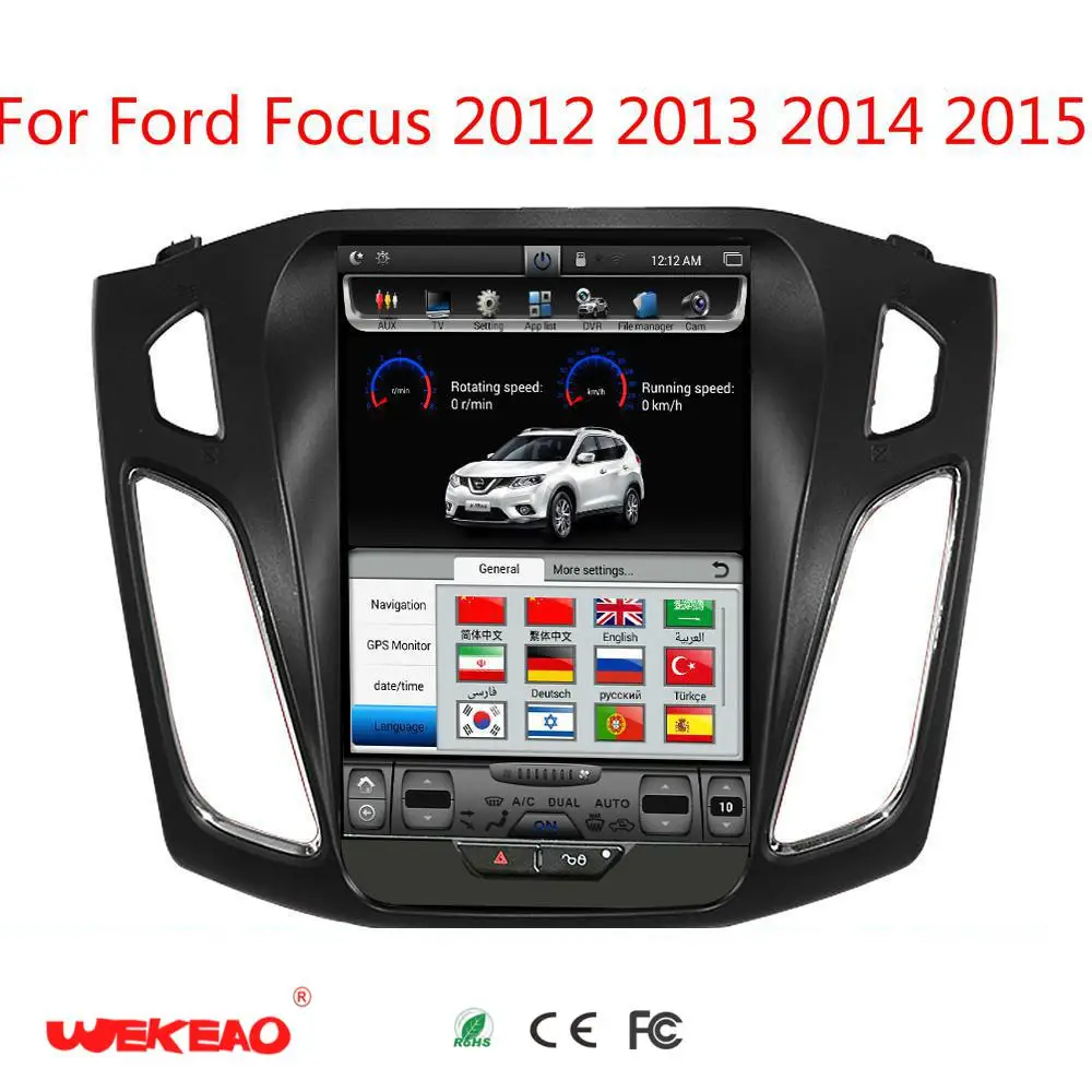 Wekeao Тесла стиль 10 4 дюймов Quad core Car audio Авто gps стерео радио для Ford Focus 2012 2015 Dvd android