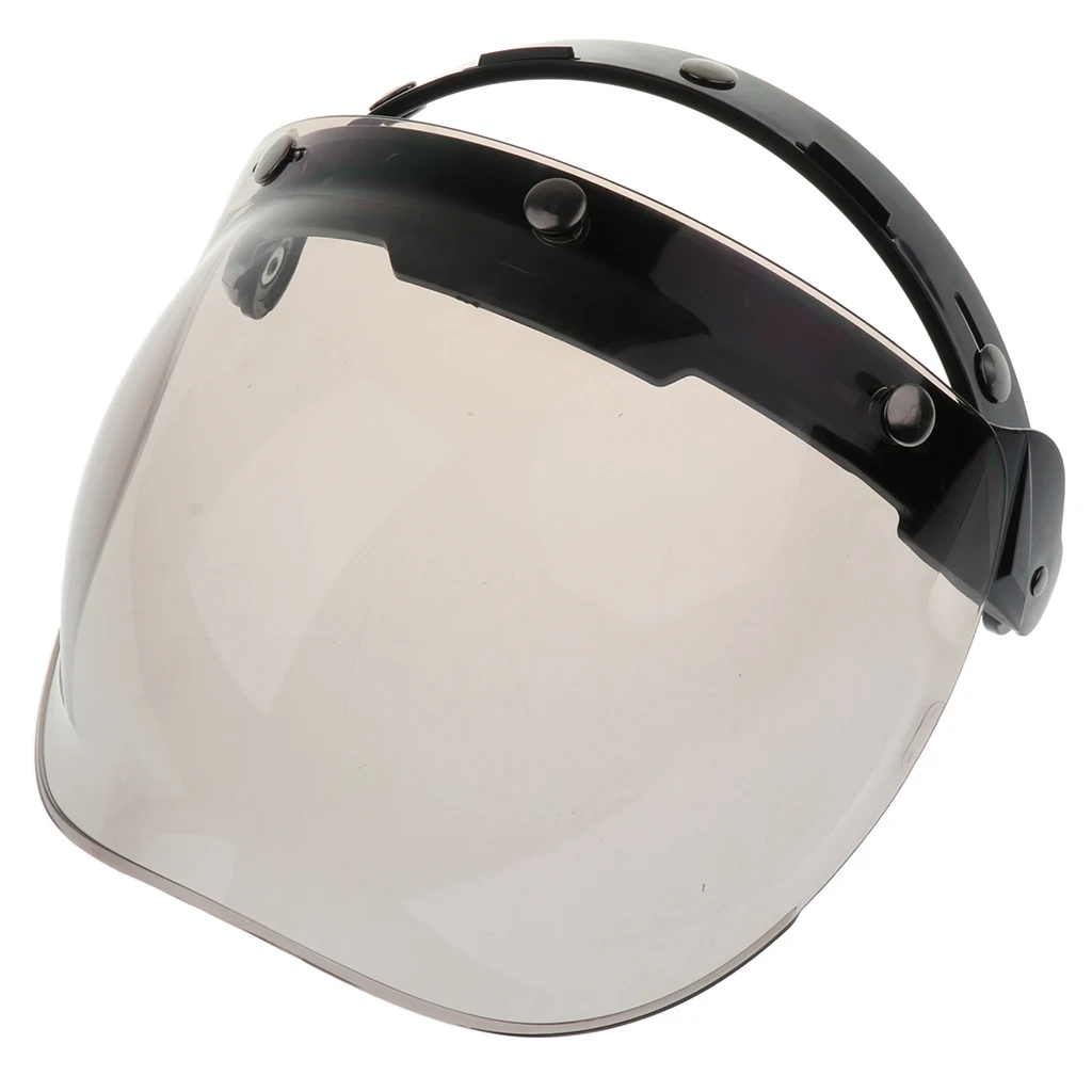 Universal Bubble 3-Snap Motorcycle Helmet Visor Flip Up Face Shield Lens Plain Adjust Height Flip Up Design