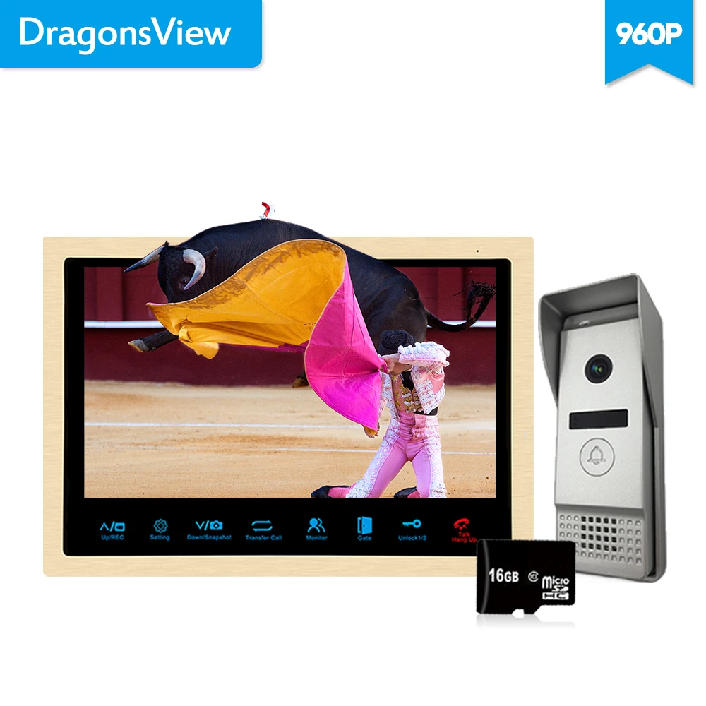 

Dragonsview 10 Inch AHD 960P Video Door Phone Video Intercom Doorbell Camera System Wide Angle Metal Unlock Record Snapshot