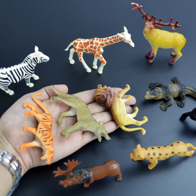 

Wild animal figure mini plastic toy model set kid boy gift jungle wildlife crocodile miniature cartoon figurine action figure