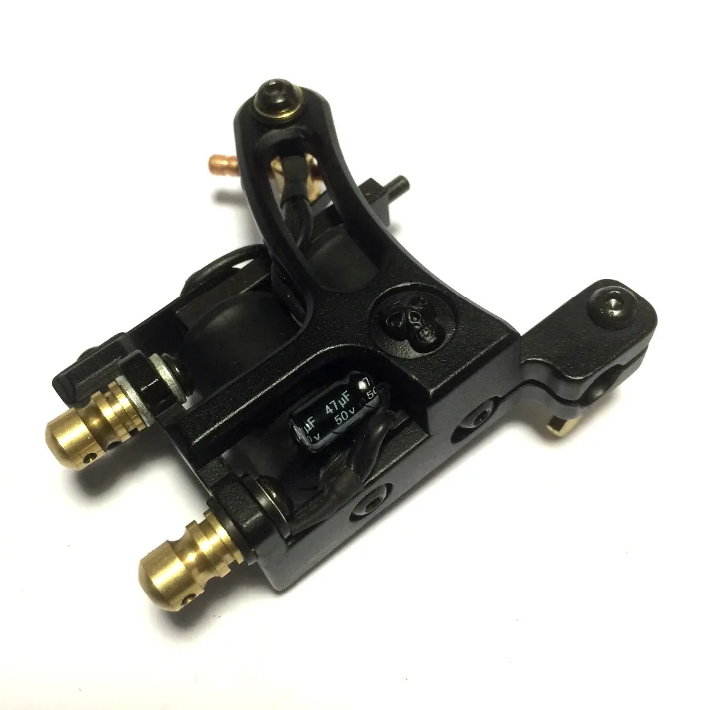 

BJT Tattoo gun machine for liner shader cast iron frame 10 wraps dual 1 1/4" coils