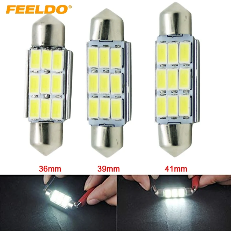 

FEELDO 30Pcs 12VDC Car White 36mm/39mm/41mm 3Watt 240lm 6SMD 5630 LED Festoon Dome Light Reading Lamp Bulb #FD-4362