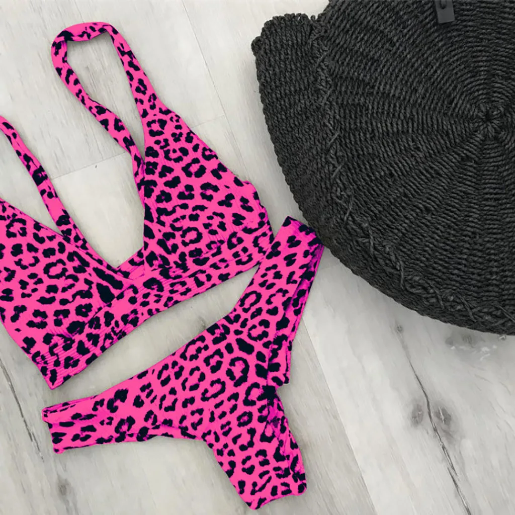 Танкини Maillot De Bain Femme летние 2 шт. Для женщин сексуальное бикини Леопардовый купальник пляжный костюм