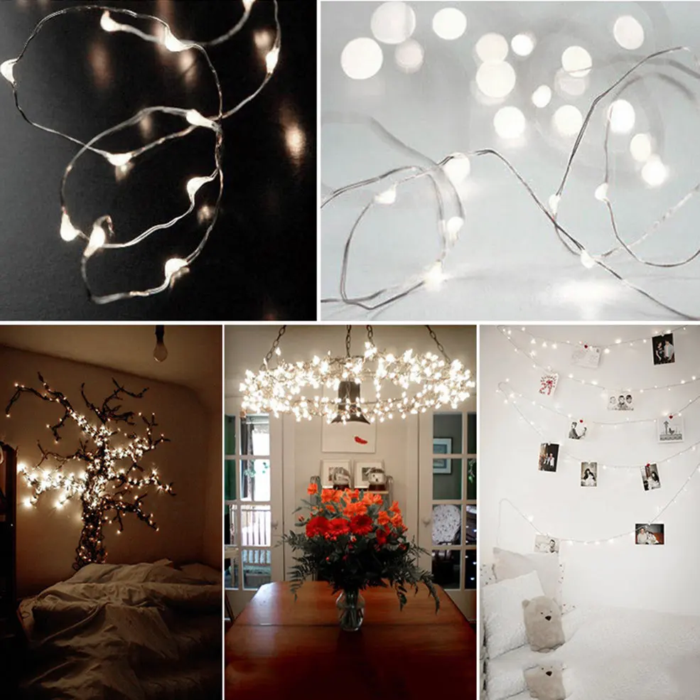 

5pcs 10M White Light 100LED 3AA Battery Silver Wire String Light With 8 Function Remote Control